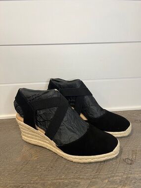 Easy~Spirit Meza Espadrille Wedge Sandals Black - Size 7.5